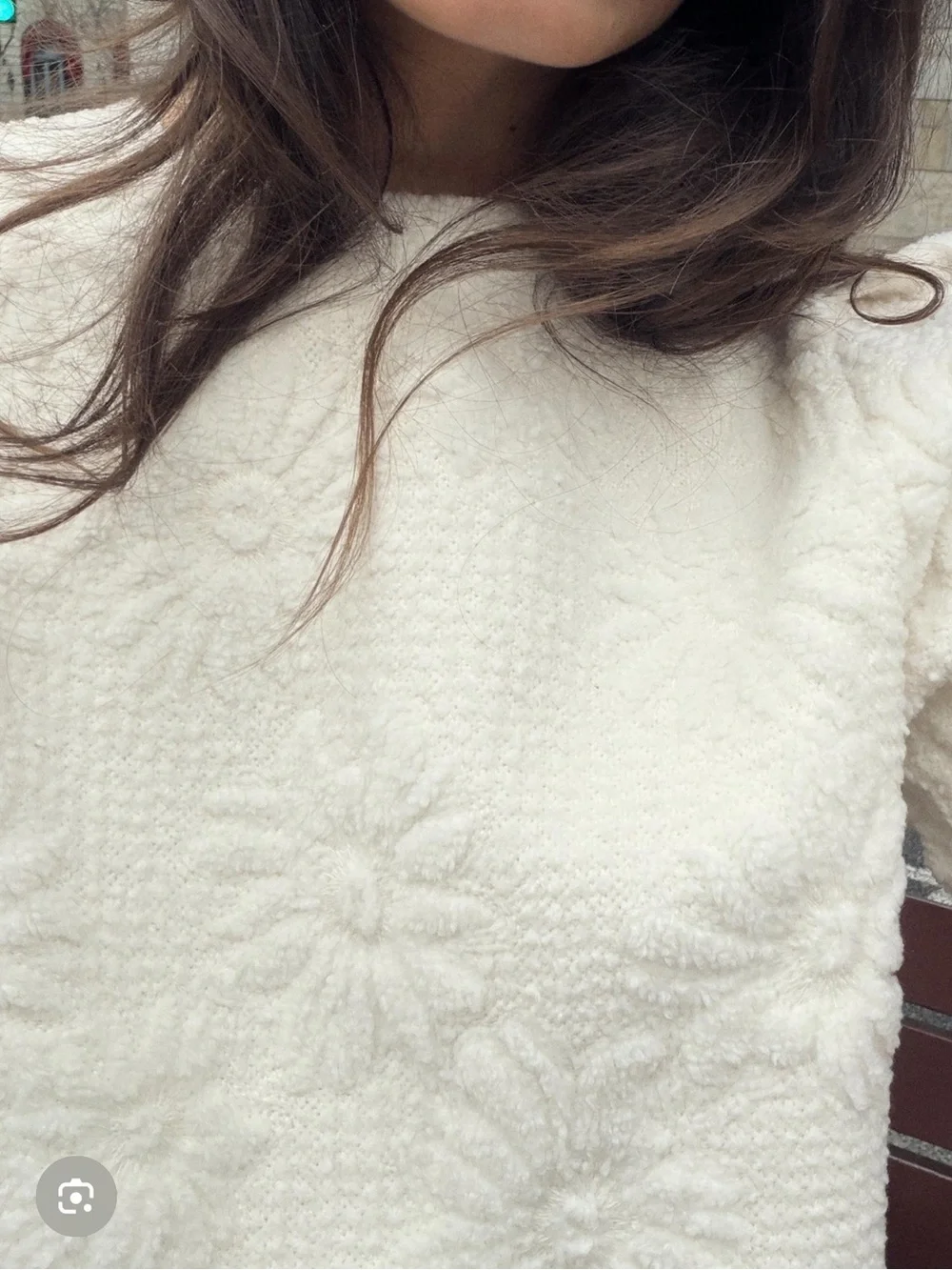 Zara Cream Textured Puff-Sleeve Blouse